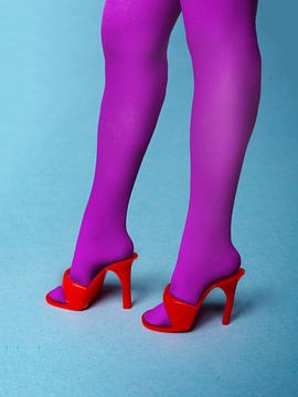 Red plastic toy high-heeled maw by Peter Hermus
