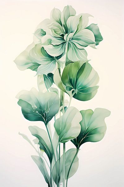 light green watercolor plant by haroulita