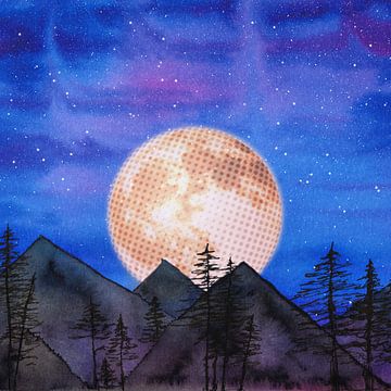 Moon over the mountains by Bianca Wisseloo