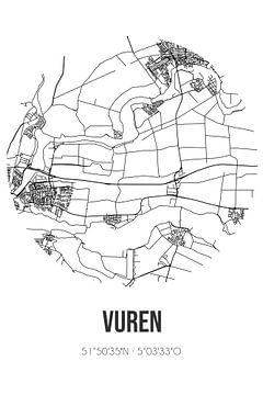 Vuren (Gelderland) | Landkaart | Zwart-wit van Rezona