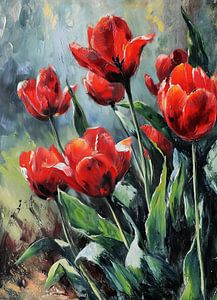 Tulipes rouges sur Blikvanger Schilderijen