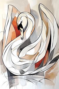 Schwan in Abstraktion: Geometrische Serenade