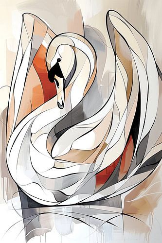 Swan in Abstraction: Geometric Serenade