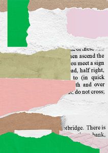 Collage de papier déchiré en blanc, rose et vert sur Studio Allee
