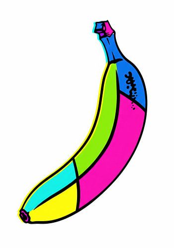 Geïllustreerde banaan gesegmenteerd op kleur