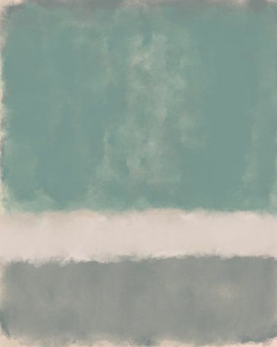 Mintgroen, wit, grijs. Kleurenveldschilderij geïnspireerd door Mark Rothko.