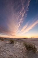 Colourful sunset on the beach of Zeeland