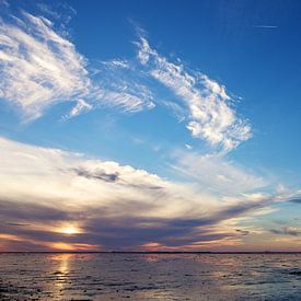 Zonsondergang Waddenzee van Ruud Lobbes