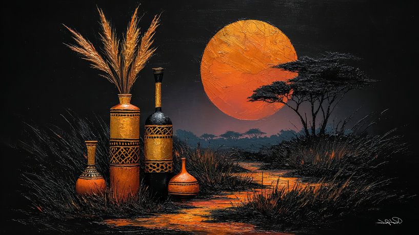 african-black-gold-orange by Gelissen Artworks