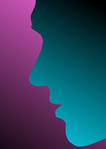 Man gezicht in blauw roze