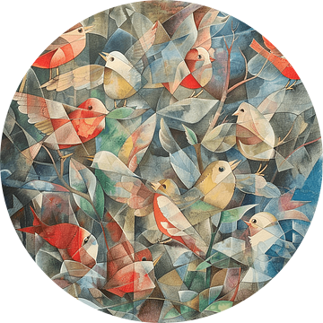 Vogelzwerm in abstractie van Karina Brouwer
