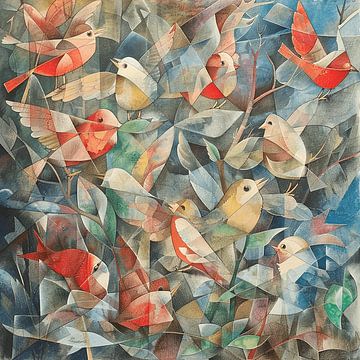 Essaim d'oiseaux en abstraction sur Karina Brouwer