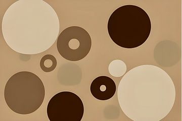 Cirkels abstract in beige van Lily van Riemsdijk - Art Prints met Kleur