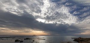 Panorama du coucher de soleil à Césarée, Israël