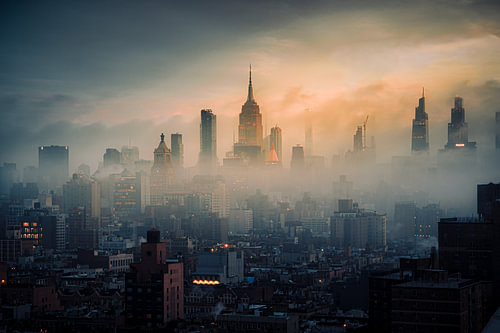 New York Skyline in the morning mist by Thea.Photo