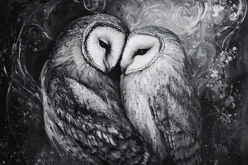 Intiem uilenpaar in zwart-wit van Imperial Art House