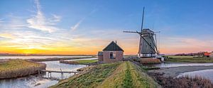 Zonsondergang, molen t Noorden op Texel in restauratie / Sunset, Mill the North in restoration, Texe van Justin Sinner Pictures ( Fotograaf op Texel)