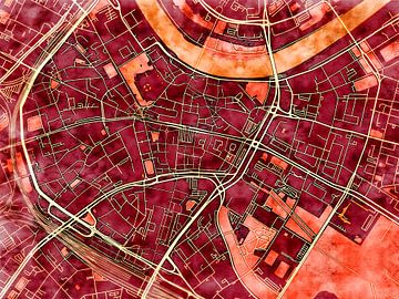 Kaart van Dresden centrum in de stijl 'Amber Autumn' van Maporia