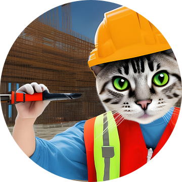 Kat als bouwvakker van Babetts Bildergalerie
