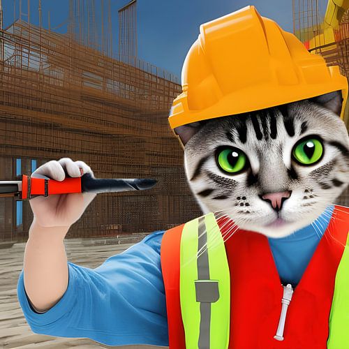 Kat als bouwvakker