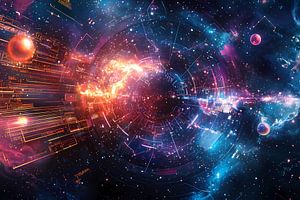 Une infographie sur la défragmentation à partir d'un thème galaxy