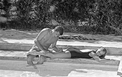 Romy Schneider und Alain Delon am Set des Films