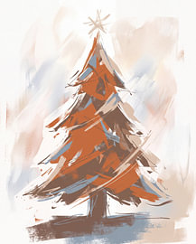 Moderner, abstrakter Weihnachtsbaum mit warmer Farbpalette von Your unique art