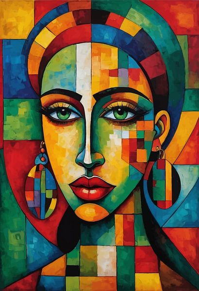 Abstract African Cubist Woman Art Portrait by MIROKKU
