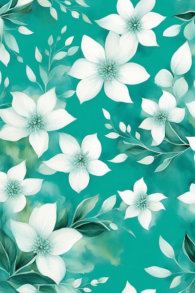Élégance florale sarcelle par Artistic