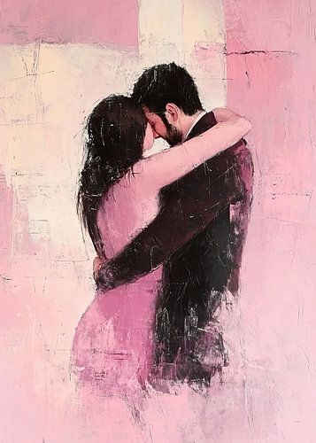 Couple d'amoureux | Étreinte rose