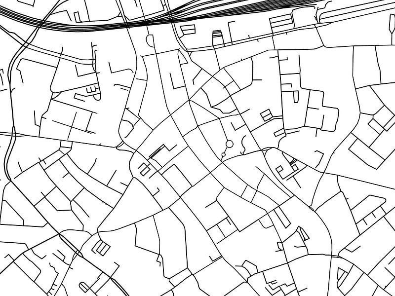 Map of Eindhoven Centrum in Black and Wite by De Kaartenwinkel
