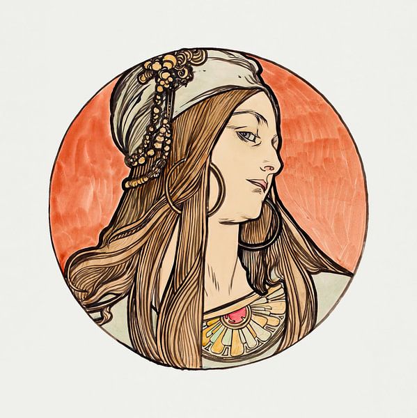 Stained glass window for the façade of the Boutique Fouquet by Alphonse Mucha by Peter Balan