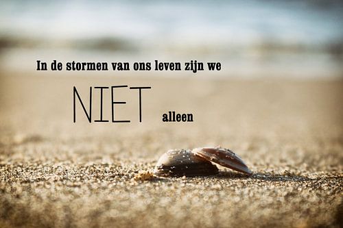 In de stormen van ons leven zijn we niet alleen - strand -  christelijke tekst 