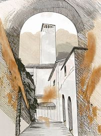 Impression einer historischen toskanischen Straße in neutralen Farbtönen