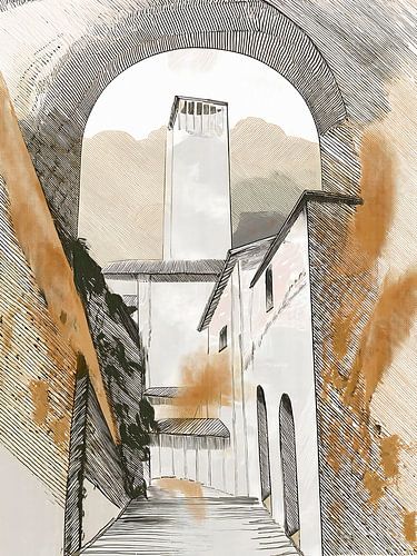 Impression einer historischen toskanischen Straße in neutralen Farbtönen