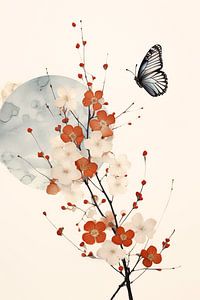 Japandi, Blüte und Schmetterling