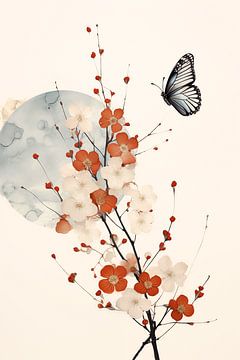 Japandi, Bloesem en Vlinder van Caroline Guerain
