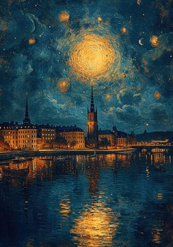 Stockholm Schweden, inspiriert von van Gogh von Niklas Maximilian