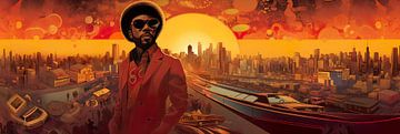 Energieke Panorama van Curtis Mayfield - Superfly van Surreal Media