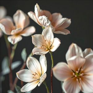 Phantasie Blumen in Pastell im goldenen Morgenlicht der Sonne