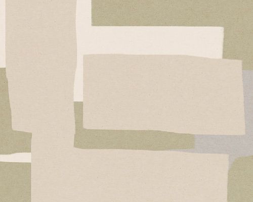 Abstract modern art in neutral colors. Sand, white, green and grey. by Dina Dankers