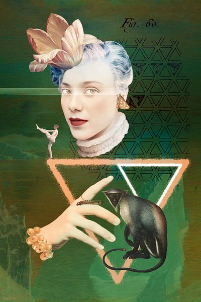 Trinity (1 of 4) dark green, peach, white by Blikstjinder by Betty J