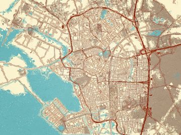 Kaart van Bergen op Zoom in de stijl Blauw & Crème van Map Art Studio