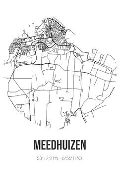 Meedhuizen (Groningen) | Karte | Schwarz und Weiß von Rezona