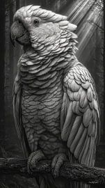 Schwarz-Weiß-Papagei Kakadu-ara von Gelissen Artworks