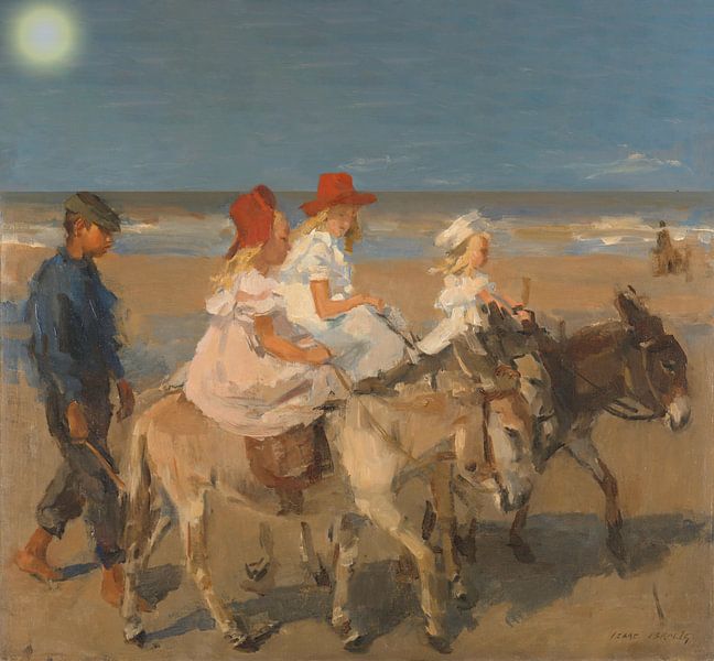 Ezeltje rijden langs het strand van Isaac Israëls - met zon van Digital Art Studio