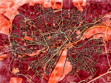 Map of Freising with the style 'Amber Autumn' by Maporia