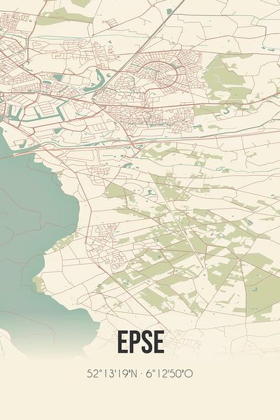 Vintage map of Epse (Gelderland) by Prints of Place