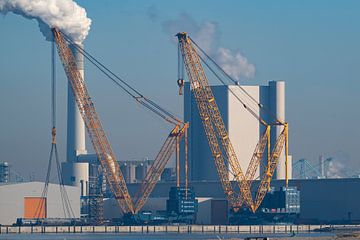 2 Sarens-Krane auf der zweiten Maasvlakte von Arthur Bruinen