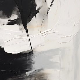 Abstract black white brush strokes painting by IamHome Studio